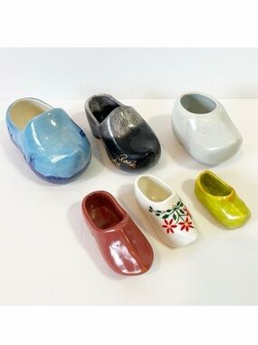 Tulip Festival Dutch Holland Ceramic Clog Shoe Klompen Colorful Miniature Lot 6